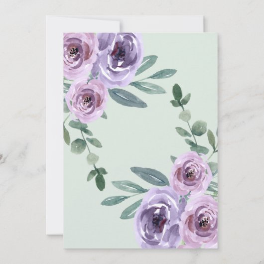Lavender en Mint Green 5x7 Wedding Invitation Kaart (Achterkant)