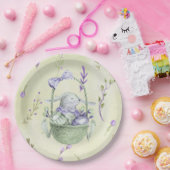 Lavender en Mint Green Easter Bunny Basket Papieren Bordje (Feest)