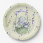 Lavender en Mint Green Easter Bunny Basket Papieren Bordje (Voorkant)