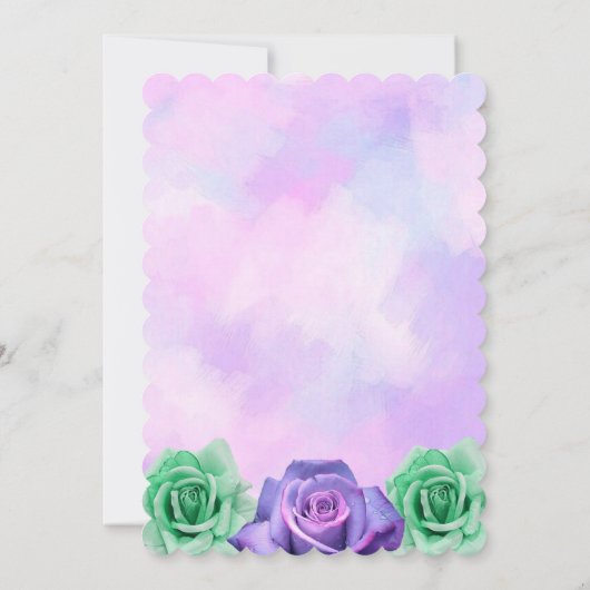 Lavender en Mint Green Roos Wedding Invitations Kaart (Achterkant)