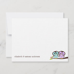 Lavender en Mint Owls Wedding Kaart