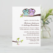 Lavender en Mint Owls Wedding Kaart (Staand voorkant)