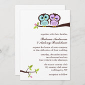 Lavender en Mint Owls Wedding Kaart (Voorkant / Achterkant)