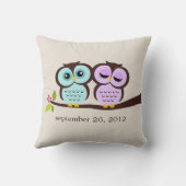 Lavender en Mint Owls Wedding Kussen (Achterkant)