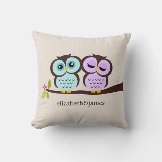 Lavender en Mint Owls Wedding Kussen (Voorkant)