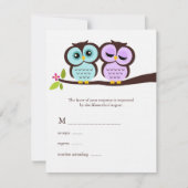 Lavender en Mint Owls Wedding RSVP Kaartje (Voorkant)