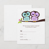 Lavender en Mint Owls Wedding RSVP Kaartje (Voorkant / Achterkant)
