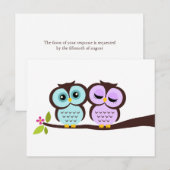 Lavender en Mint Owls Wedding Uitnodiging Briefkaart (Voorkant / Achterkant)