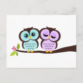 Lavender en Mint Owls Wedding Uitnodiging Briefkaart (Voorkant)