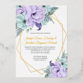 Lavender en Mint Peonies Wedding Folie Uitnodiging (Voorkant)