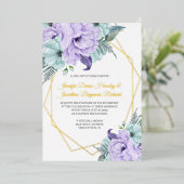 Lavender en Mint Peonies Wedding Folie Uitnodiging (Staand Voorkant)