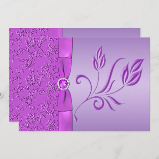 Lavender en Paarse juwelen huwelijksuitnodiging Kaart (Voorkant / Achterkant)