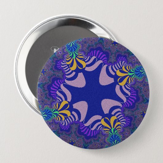 Lavender en Paarse kruis Ronde Button 4,0 Cm (Voorkant /achterkant)