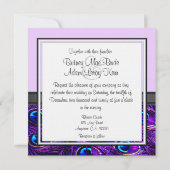 Lavender en Paarse Peacock Wedding Invitations Kaart (Achterkant)