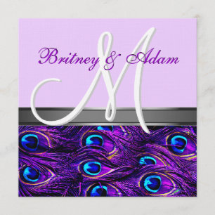 Lavender en Paarse Peacock Wedding Invitations Kaart