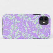 Lavender en Pastel Green Floral Damask Case-Mate iPhone Case (Achterkant (horizontaal))