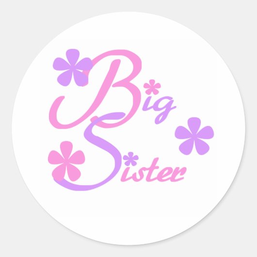 Lavender en Pink Big Sister Ronde Sticker (Voorkant)
