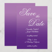 Lavender en Royal Paarse Ombre Save The Date (Voorkant / Achterkant)