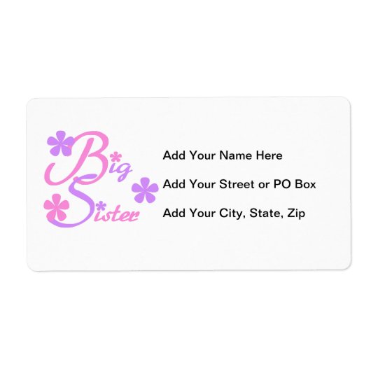 Lavender en Roze Big Sister Gifts Etiket (Voorkant)