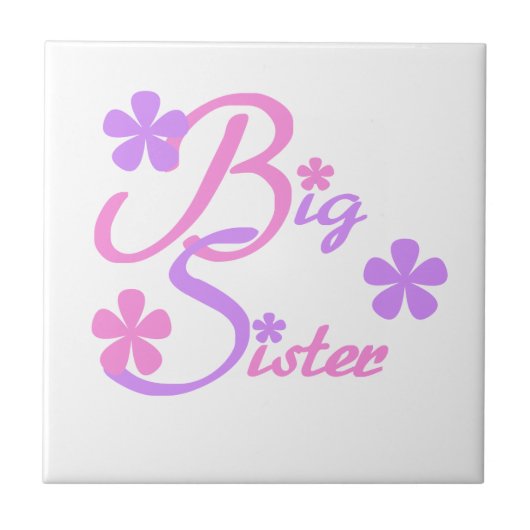 Lavender en Roze Big Sister Gifts Tegeltje (Voorkant)