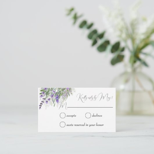 Lavender en sage RSVP Informatiekaartje (Staand voorkant)