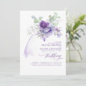 Lavender en Silver Elegant Modern Boho Wedding Kaart (Staand voorkant)