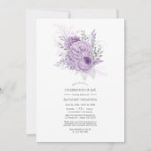 Lavender en Silver Floral Celebration of Life Kaart (Voorkant)