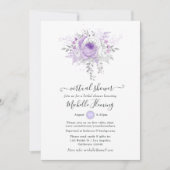 Lavender en Silver Floral Virtual Shower Kaart (Voorkant)