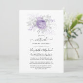 Lavender en Silver Floral Virtual Wedding Kaart (Staand voorkant)
