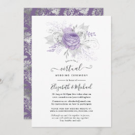 Lavender en Silver Floral Virtual Wedding Kaart