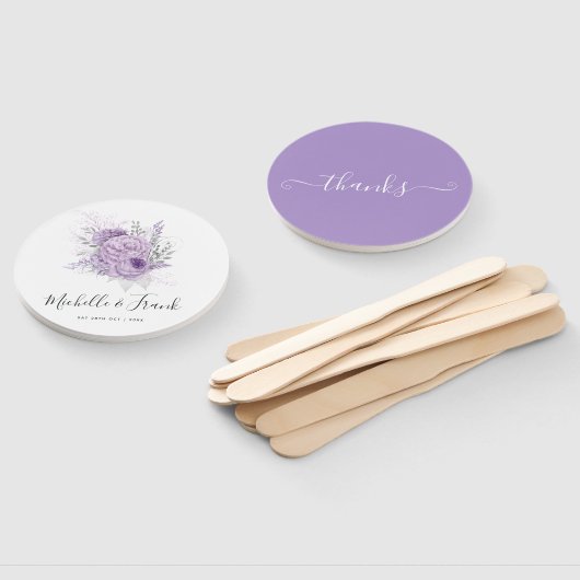 Lavender en Silver Floral Wedding Handwaaier (Niet-gemonteerd)