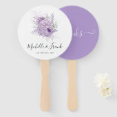 Lavender en Silver Floral Wedding Handwaaier (Voorkant en achterkant)