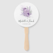 Lavender en Silver Floral Wedding Handwaaier (Voorkant)