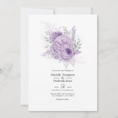 Lavender en Silver Floral Wedding Kaart (Voorkant)