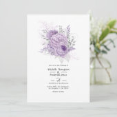 Lavender en Silver Floral Wedding Kaart (Staand voorkant)