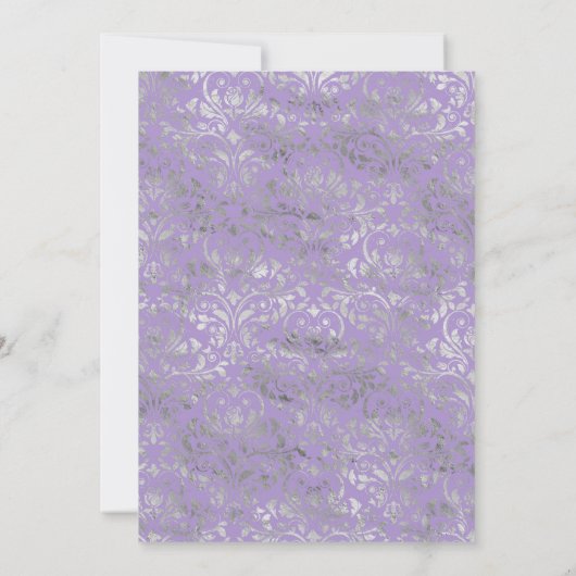 Lavender en Silver Floral Wedding Kaart (Achterkant)