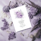 Lavender en Silver Floral Wedding Kaart