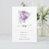 Lavender en Silver Floral Wedding RSVP Kaartje (Staand voorkant)