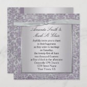 Lavender en Silver Grunge Damask Wedding Invitati Kaart (Voorkant / Achterkant)