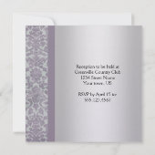 Lavender en Silver Grunge Damask Wedding Invitati Kaart (Achterkant)