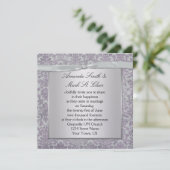 Lavender en Silver Grunge Damask Wedding Invitati Kaart (Staand voorkant)