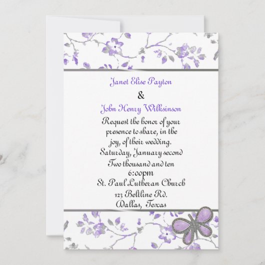 Lavender en White Cottage Chic Wedding Invitation Kaart (Voorkant)