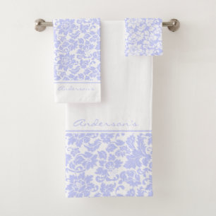 Lavender en White Damask Bad Handdoek