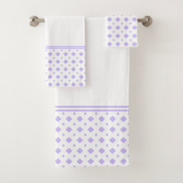 Lavender en White Diamond Pattern Bad Handdoek