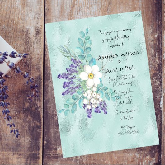 Lavender en White Flowers op Turquoise Folie