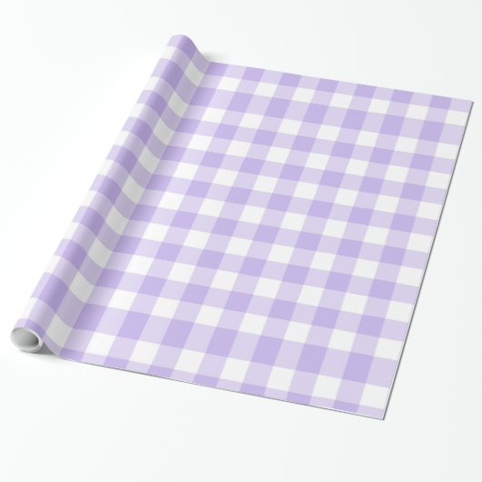 Lavender en White Gingham Pattern Country Chic Cadeaupapier (Uitgerold)
