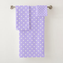Lavender en White Polka Dots Bad Handdoek