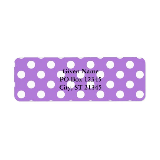 Lavender en White Polka Dots Etiket (Voorkant)