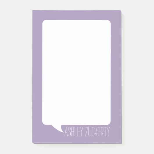 Lavender en White Talk Bubble Persoonlijke naam Post-it® Notes (Voorkant)
