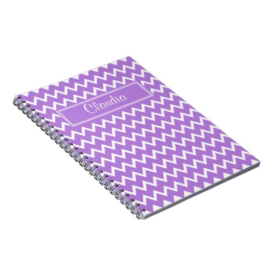 Lavender en White Zigzag Pattern Notitieboek (Rechterzijde)